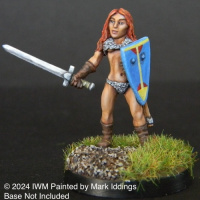 Female Barbarian Fighter with Sword and Shield